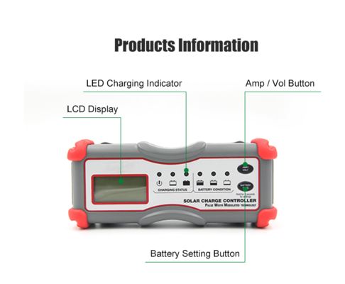 600W IP65 5-পর্যায়ের চার্জিং ডিজিটাল সোলার চার্জ কন্ট্রোলার PWM সোলার সিস্টেম চার্জ কন্ট্রোলার