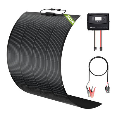 আরভি, কার্ভান, ক্যাম্পারভ্যান, মোটরহোমের জন্য 200w সোলার প্যানেল কিট, আধা নমনীয় সোলার প্যানেল এবং AGM GEL WET CALCIUM LiFePO4 এবং LTO ব্যাটারির জন্য IP67 5-পর্যায়ের চার্জিং PWM সোলার কন্ট্রোলার সহ