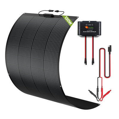 ভালো দাম 100W 120W হালকা ওজনের আরভি সোলার প্যানেল কিট 12 ভোল্ট সিস্টেমের জন্য মোটরহোমের জন্য, IP65 জলরোধী স্মার্ট চার্জ কন্ট্রোলার সহ লিড অ্যাসিড এবং লিথিয়াম ব্যাটারির জন্য অনলাইন